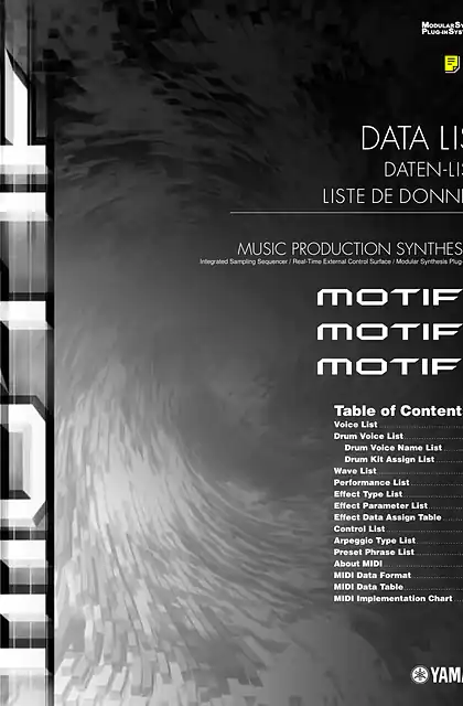 yamaha雅马哈MOTIF6_MOTIF7_MOTIF8 Data List
